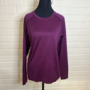 Athleta Momentum Flex Top Sz L Burgundy Athletic Slim Fit Workout Breathable